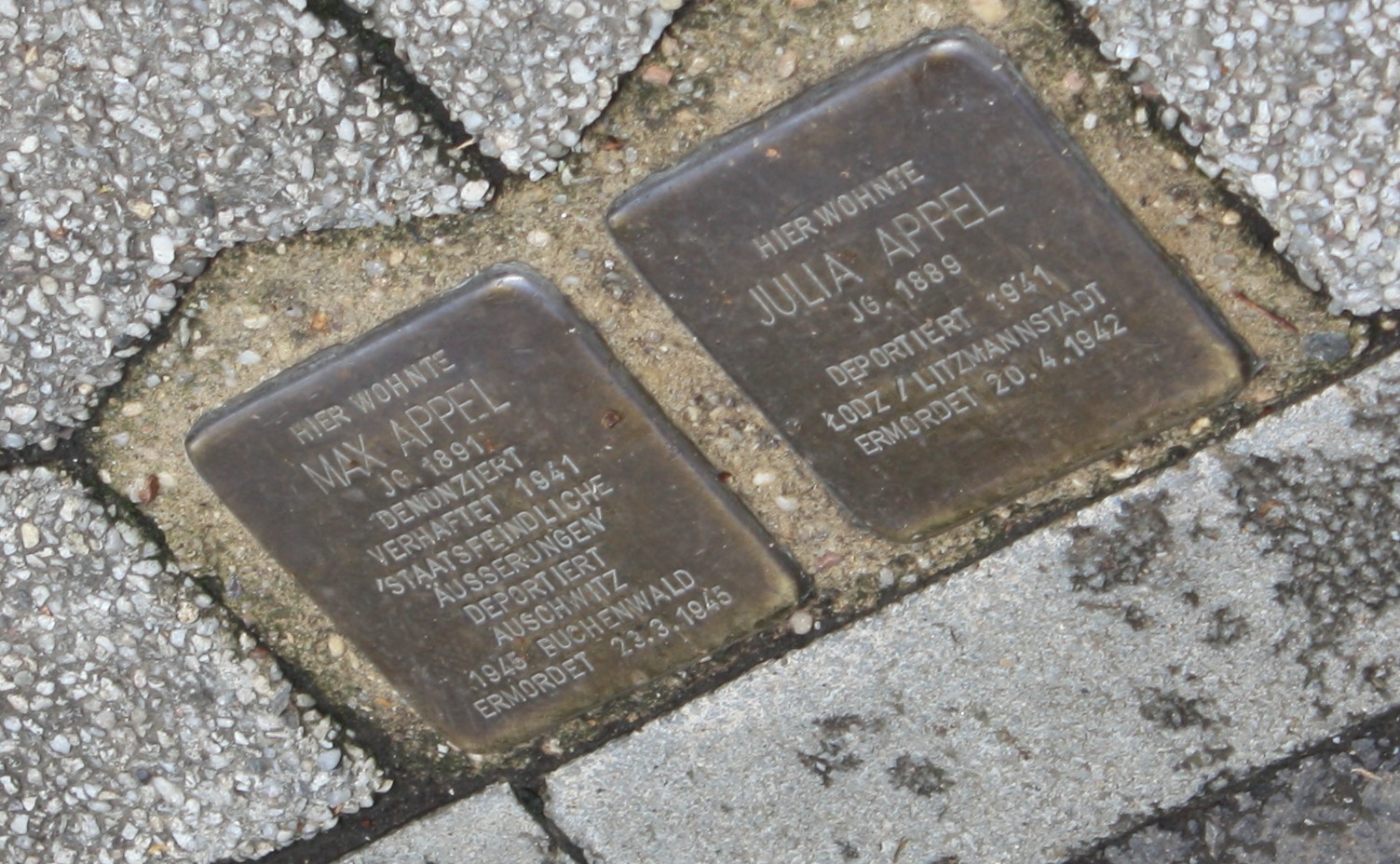 Stumble Stones honoring Holocaust victims